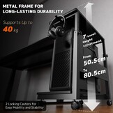 PUTORSEN In Hoogte Verstelbare PC Tower Standaard met 2 Etages, Computer Tower Standaard met Wieltjes en Muismat,ATX-behuizingen tot 40kg/Etage,Printerstandaard voor Thuisbureau, Zwart - Maat 38.5 x 50 x 85 cm