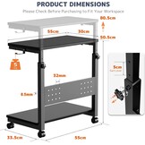 PUTORSEN In Hoogte Verstelbare PC Tower Standaard met 2 Etages, Computer Tower Standaard met Wieltjes en Muismat,ATX-behuizingen tot 40kg/Etage,Printerstandaard voor Thuisbureau, Zwart - Maat 38.5 x 50 x 85 cm