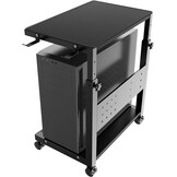 PUTORSEN In Hoogte Verstelbare PC Tower Standaard met 2 Etages, Computer Tower Standaard met Wieltjes en Muismat,ATX-behuizingen tot 40kg/Etage,Printerstandaard voor Thuisbureau, Zwart - Maat 38.5 x 50 x 85 cm