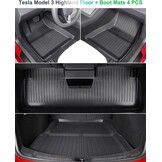 GAFAT Boot Mats + Floor Mats TPE All-Weather Interior Mats for Trunk and Floor, High Edge, Original 3D Scan, Pack of 4