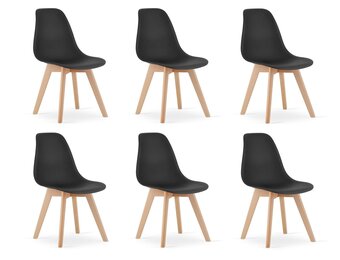 Eetkamerstoelen KITO - set van 6 eettafel stoelen - zwart
