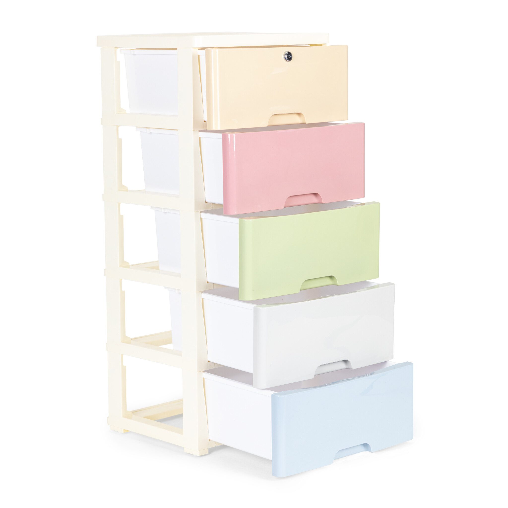 Ladeblok - 84,5x32,5x31cm - 5 lades - pastel kleuren