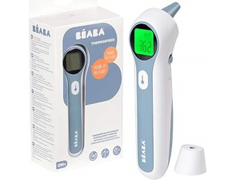 BÉABA, digitale contactloze infraroodthermometer aan de voorkant, kind, baby, volwassene, frontale meting, Atriaal, Ambient, Color Code Reading, LCD, Fever Alert, Geheugenfunctie, Thermospeed