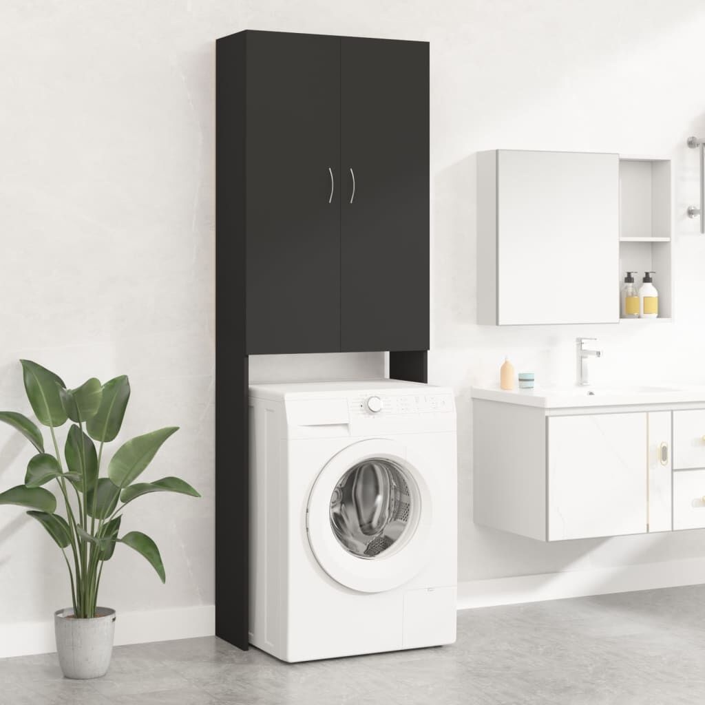 vidaXL Wasmachinekast 64x25,5x190 cm zwart