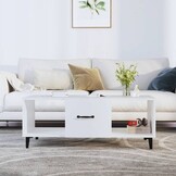 vidaXL Salontafel 102x50x40 cm Wit Bewerkt Hout & IJzer - 68% Korting