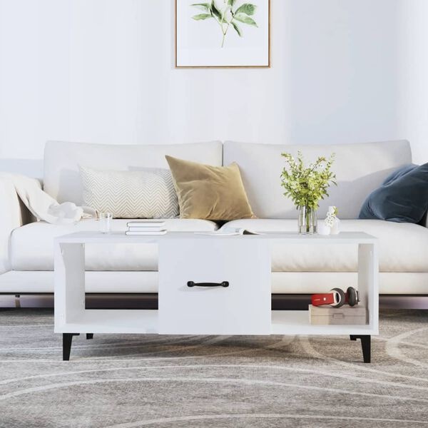 vidaXL Salontafel 102x50x40 cm Wit Bewerkt Hout & IJzer - 68% Korting