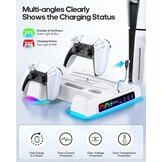 OIVO PS5 en PS5 Slim Standaard met Koelsysteem, Laadstation en Gamehouder - Wit