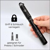 DACHS Fietspomp met Manometer - Compacte Handpomp voor Presta en Schrader - 21 cm - Zwart/Zilver