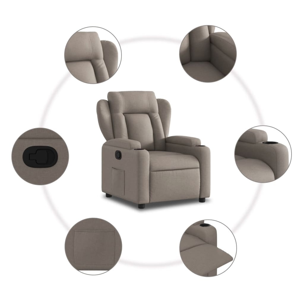 Verstelbare Fauteuil met Stoffen Bekleding - Taupe - 35% Korting!