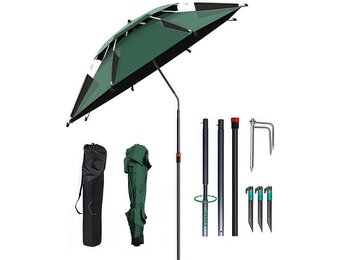 Strandparasol Ø 160cm: UPF 50+, 360° draaibaar, windbestendig (-33%)