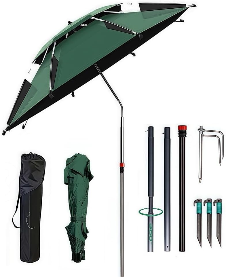 Strandparasol Ø 160cm: UPF 50+, 360° draaibaar, windbestendig (-33%)