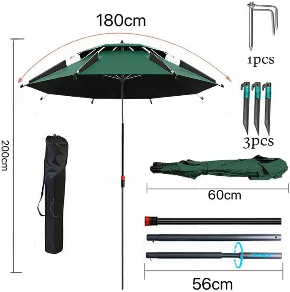 Strandparasol Ø 160cm: UPF 50+, 360° draaibaar, windbestendig (-33%)