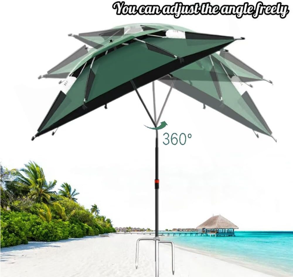 Strandparasol Ø 160cm: UPF 50+, 360° draaibaar, windbestendig (-33%)