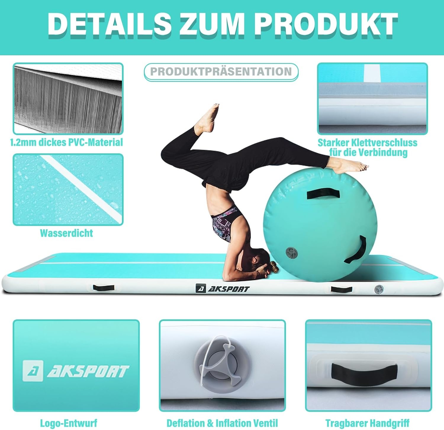 Opblaasbare Airtrack Gymnastiekmat met Air Roll & Pomp - 35% Korting