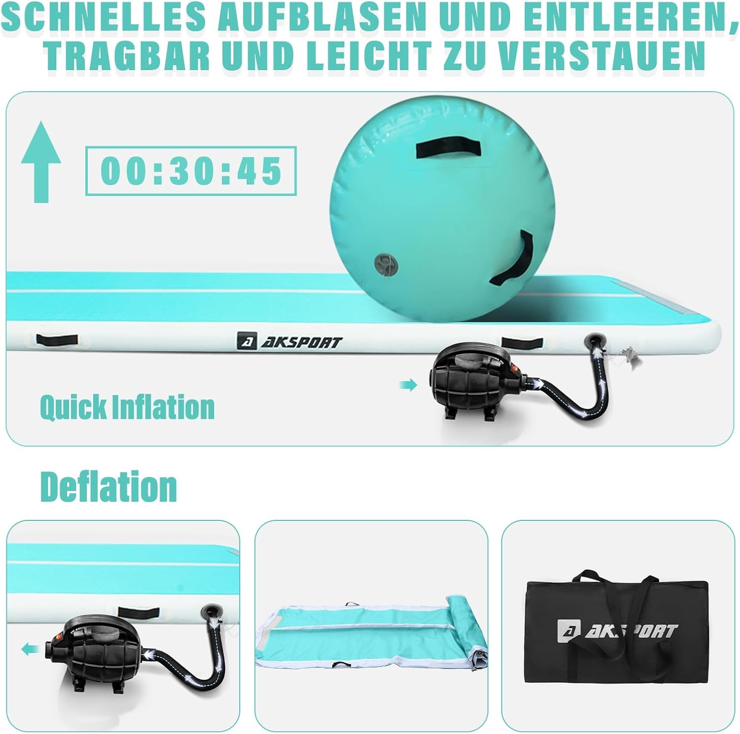 Opblaasbare Airtrack Gymnastiekmat met Air Roll & Pomp - 35% Korting