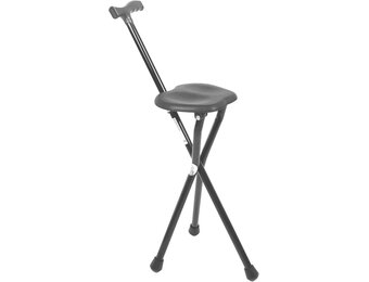Opvouwbare Wandelstok met Zitje - 87cm - Zwart - 33% Korting