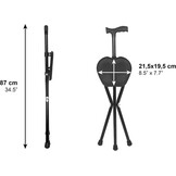 Opvouwbare Wandelstok met Zitje - 87cm - Zwart - 33% Korting