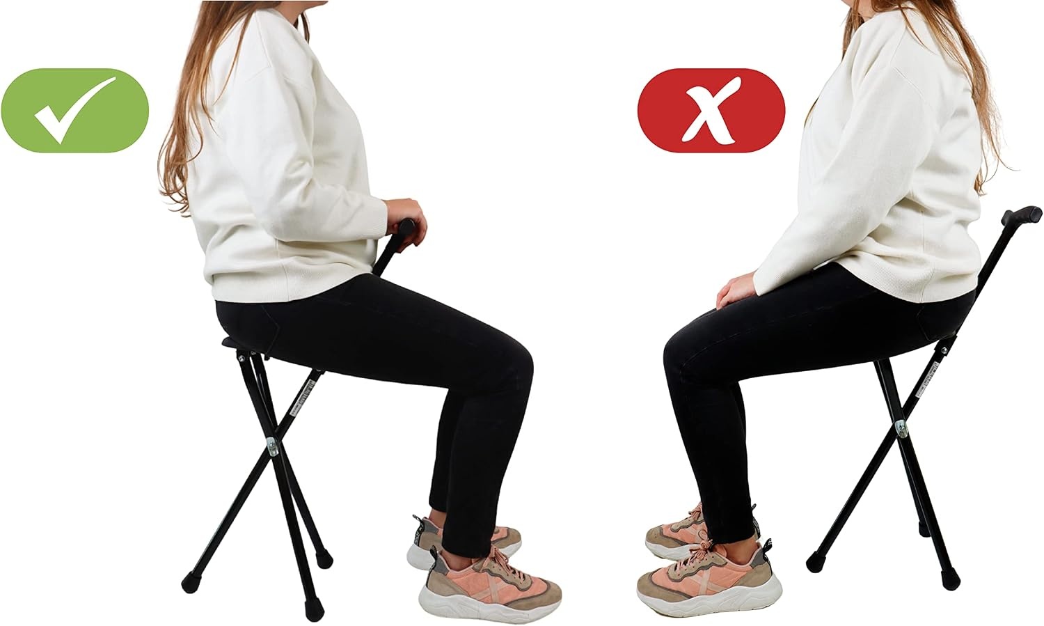 Opvouwbare Wandelstok met Zitje - 87cm - Zwart - 33% Korting