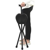 Opvouwbare Wandelstok met Zitje - 87cm - Zwart - 33% Korting