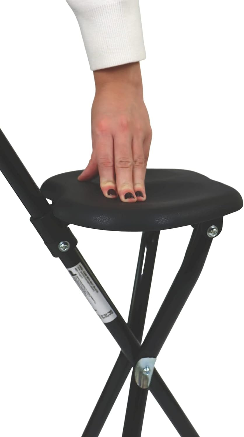 Opvouwbare Wandelstok met Zitje - 87cm - Zwart - 33% Korting