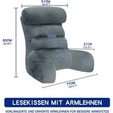 Ergonomisch Leeskussen met Armsteunen - Grijs - 65x30 cm - 60% Korting