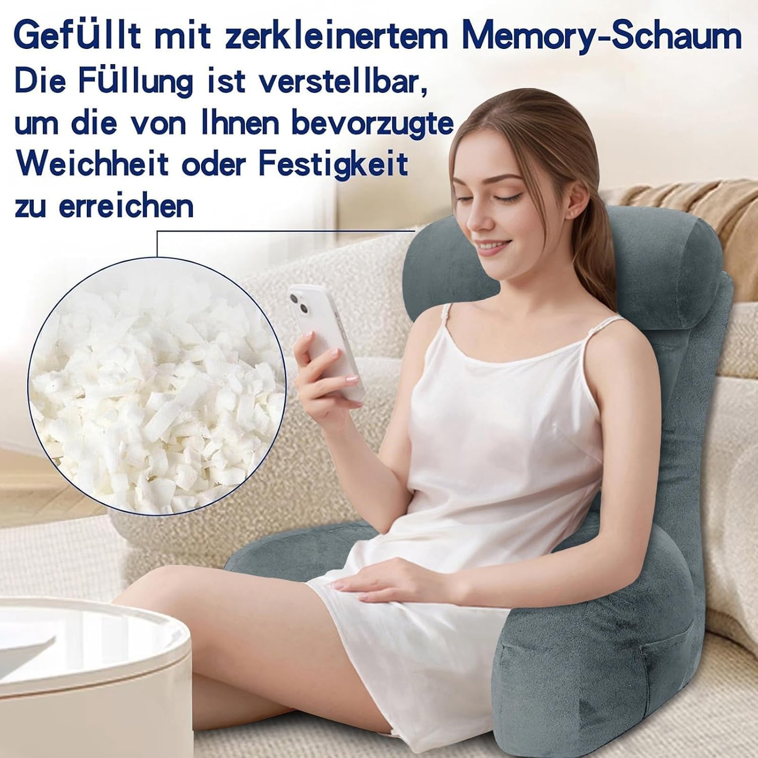Ergonomisch Leeskussen met Armsteunen - Grijs - 65x30 cm - 60% Korting