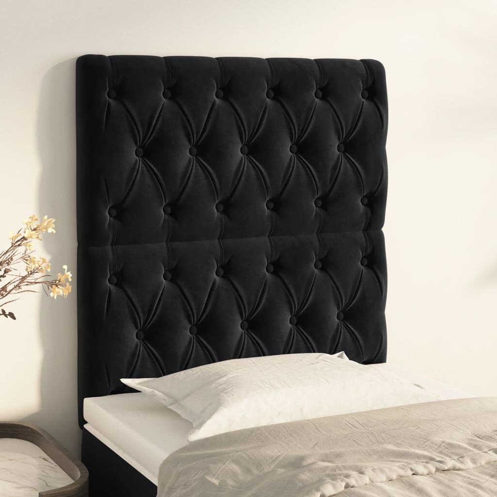 Hoofdborden Fluweel Zwart 2 stuks 80x7x78/88 cm - 71% Korting