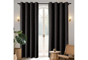 Zwarte Verduisteringsgordijnen (2 stuks) - Linnenlook - 140x225 cm