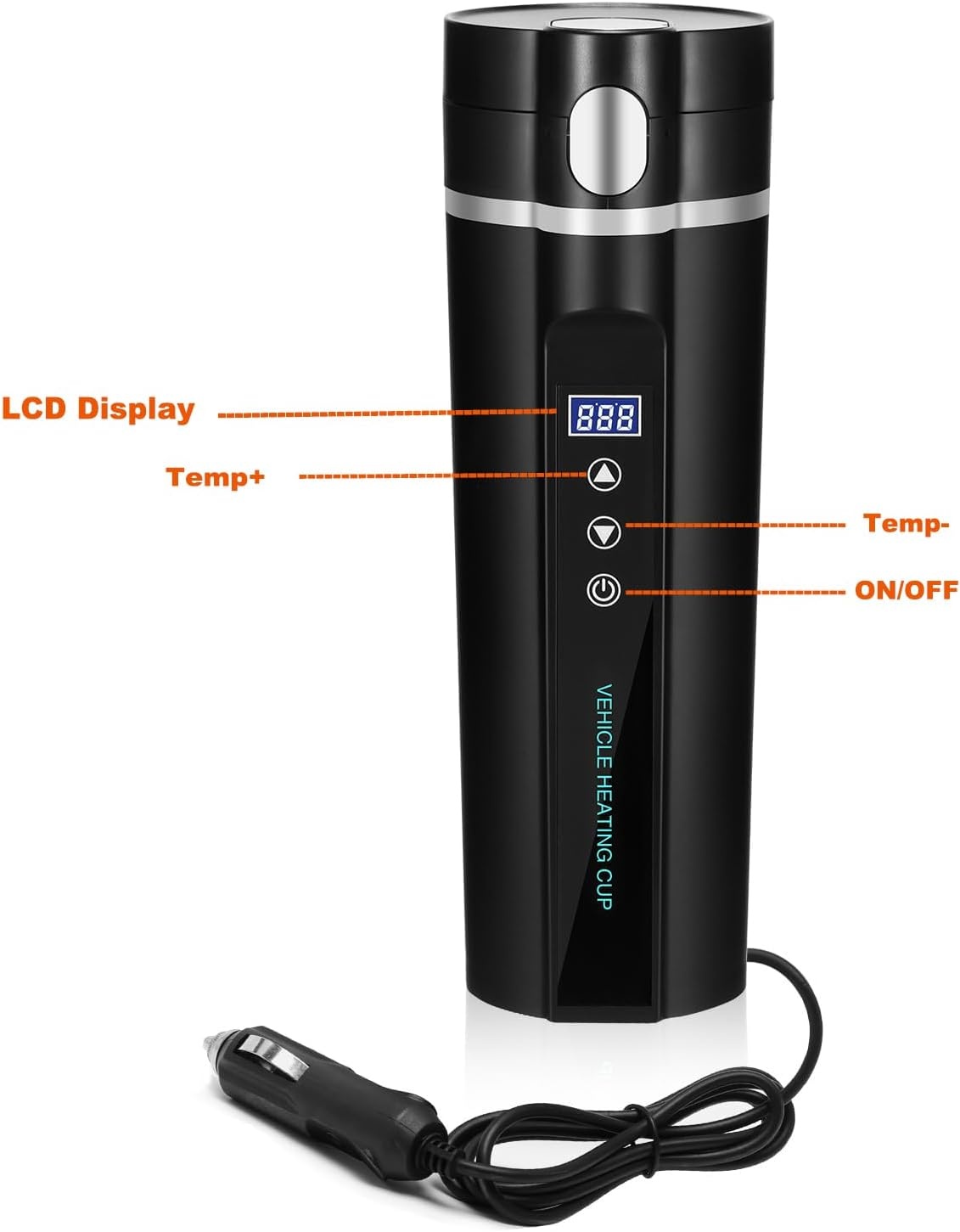 Reiswaterkoker 12V/24V - 450ml RVS met LCD & Temp.regeling