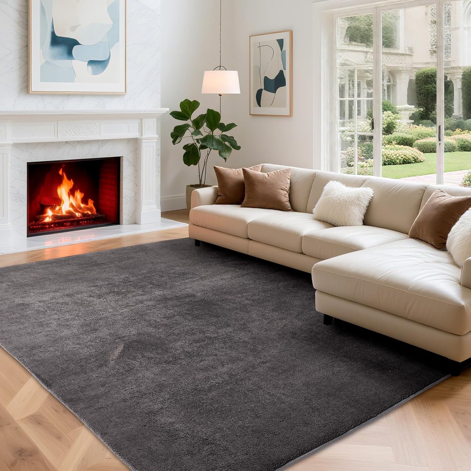 Donkergrijs Laagpolig Vloerkleed 120x170 cm - 29% Korting