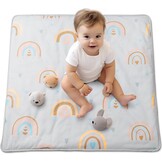 Opvouwbare Baby Speelmat: Zacht & Groot (100x100cm) | Wolken Wit - 27% Korting