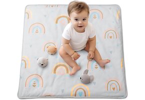 Opvouwbare Baby Speelmat - Zacht Wolken Wit (100x100cm)
