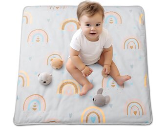 Opvouwbare Baby Speelmat: Zacht & Groot (100x100cm) | Wolken Wit - 27% Korting