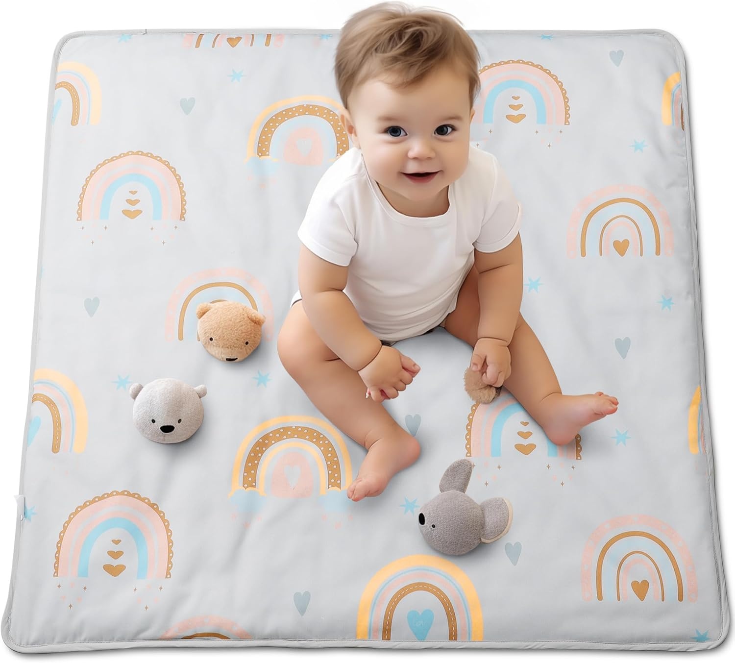 Opvouwbare Baby Speelmat: Zacht & Groot (100x100cm) | Wolken Wit - 27% Korting