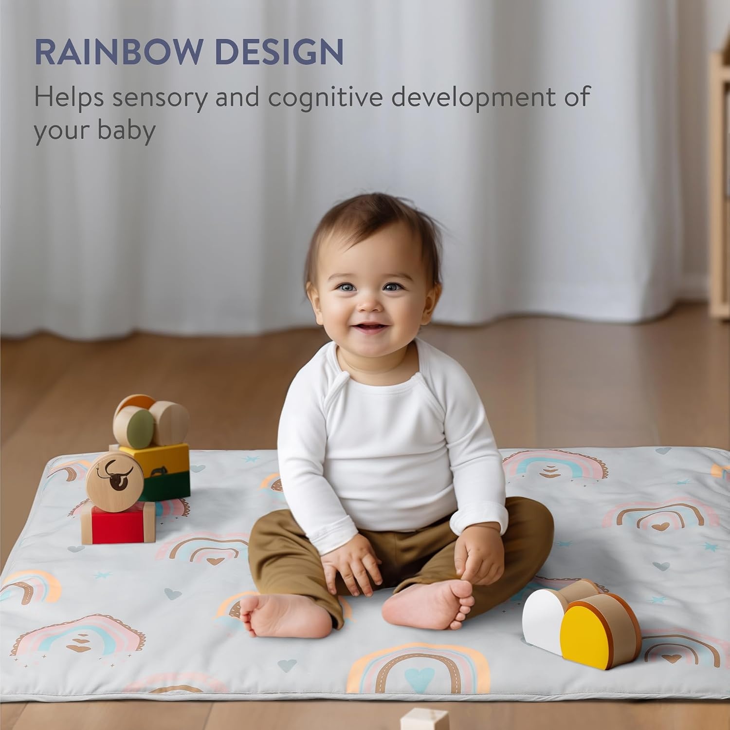 Opvouwbare Baby Speelmat: Zacht & Groot (100x100cm) | Wolken Wit - 27% Korting