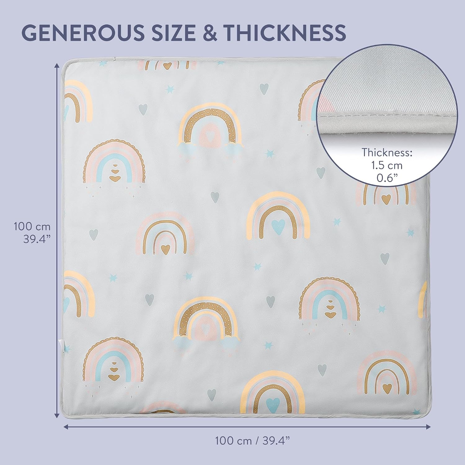 Opvouwbare Baby Speelmat: Zacht & Groot (100x100cm) | Wolken Wit - 27% Korting