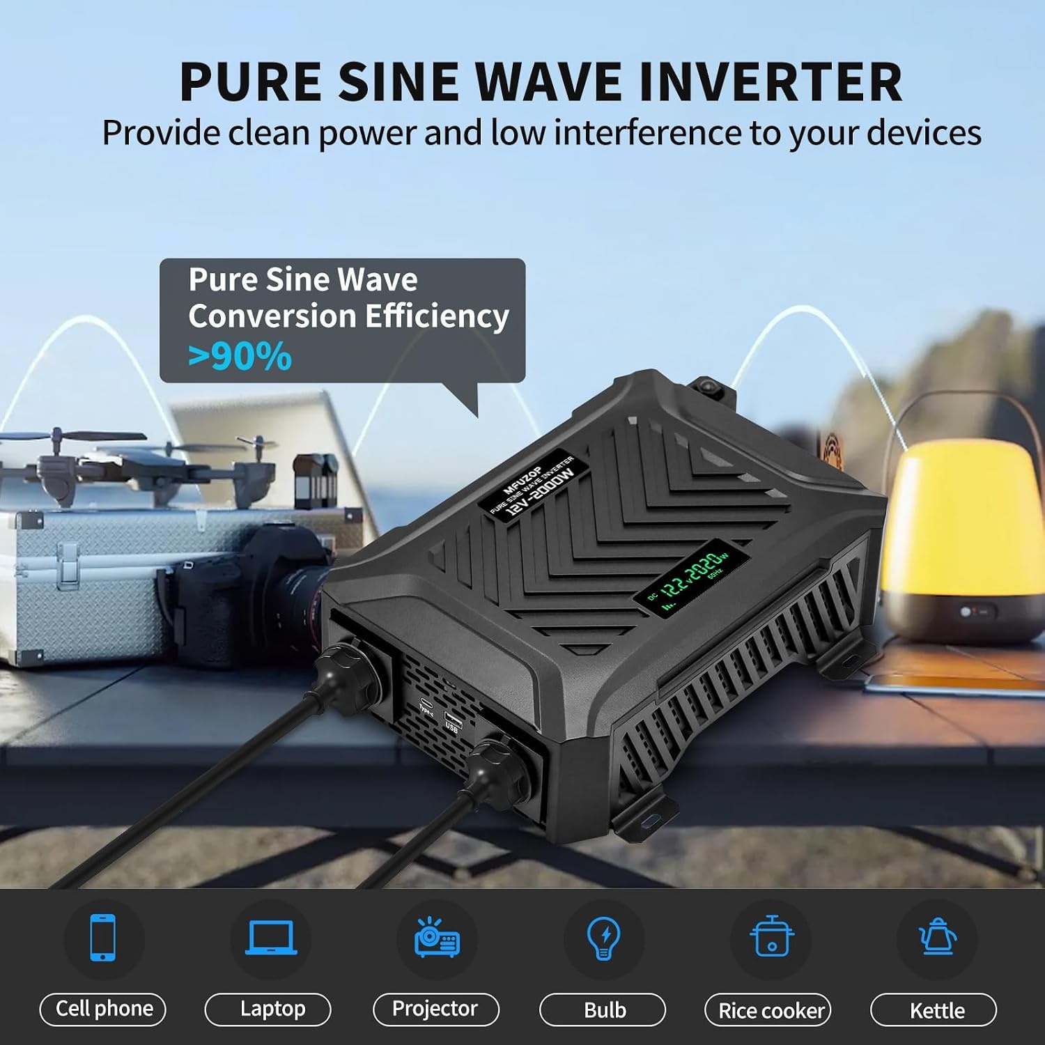 Zuivere Sinus Omvormer Camper 2000W - 30% Korting