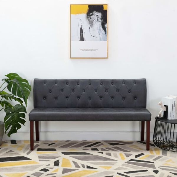 Bankje Kunstsuède Grijs 148,5 cm - 60% Korting!