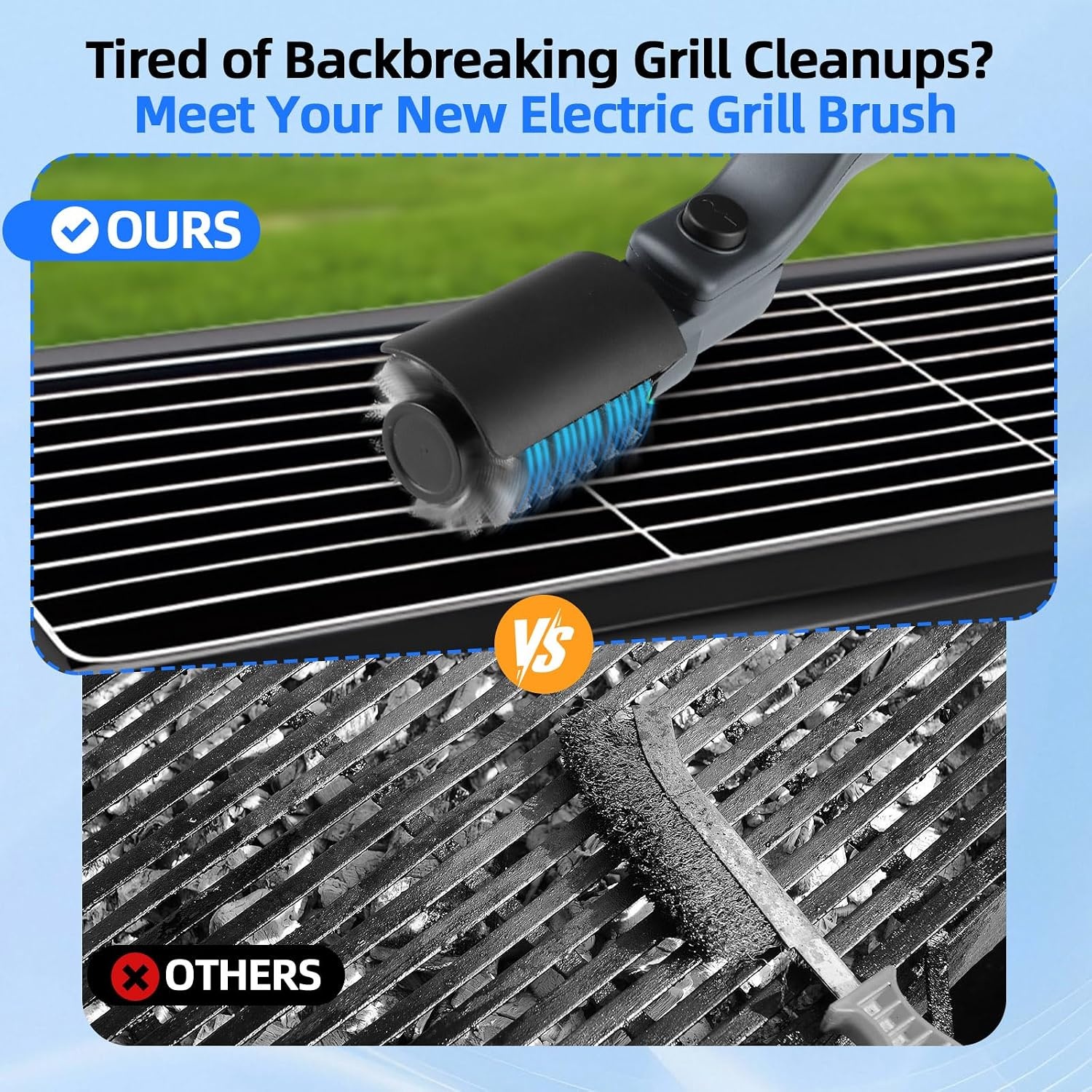 Elektrische Grillborstel Grijs - RVS Kop, 3 Snelheden