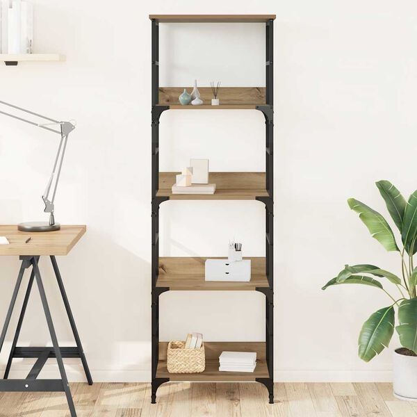 vidaXL Boekenrek 50x33x153 cm - Artisanaal Eikenhout & Staal - 34% Korting