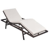 vidaXL Ligbed met Kussen Poly Rattan Bruin - 61% Korting