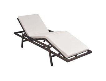 VidaXL Ligbed met Kussen - Poly Rattan Bruin - 35% Korting