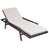 vidaXL Ligbed met Kussen Poly Rattan Bruin - 61% Korting