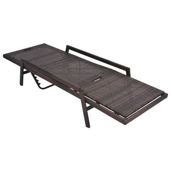 vidaXL Ligbed met Kussen Poly Rattan Bruin - 61% Korting