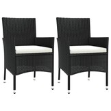 VidaXL Tuinstoelen met Kussens - 2 st. Zwart Polyrotan (34% Korting)