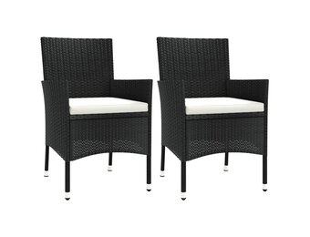 VidaXL Tuinstoelen met Kussens - 2 st. Zwart Polyrotan (34% Korting)