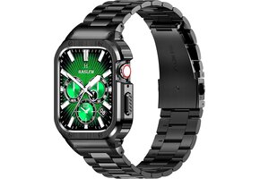 Robuust RVS Smartwatch Bandje met Bumperhoes - Zwart - 41% Korting