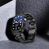 Robuust RVS Smartwatch Bandje met Bumperhoes Zwart - 44/42mm - 56% Korting