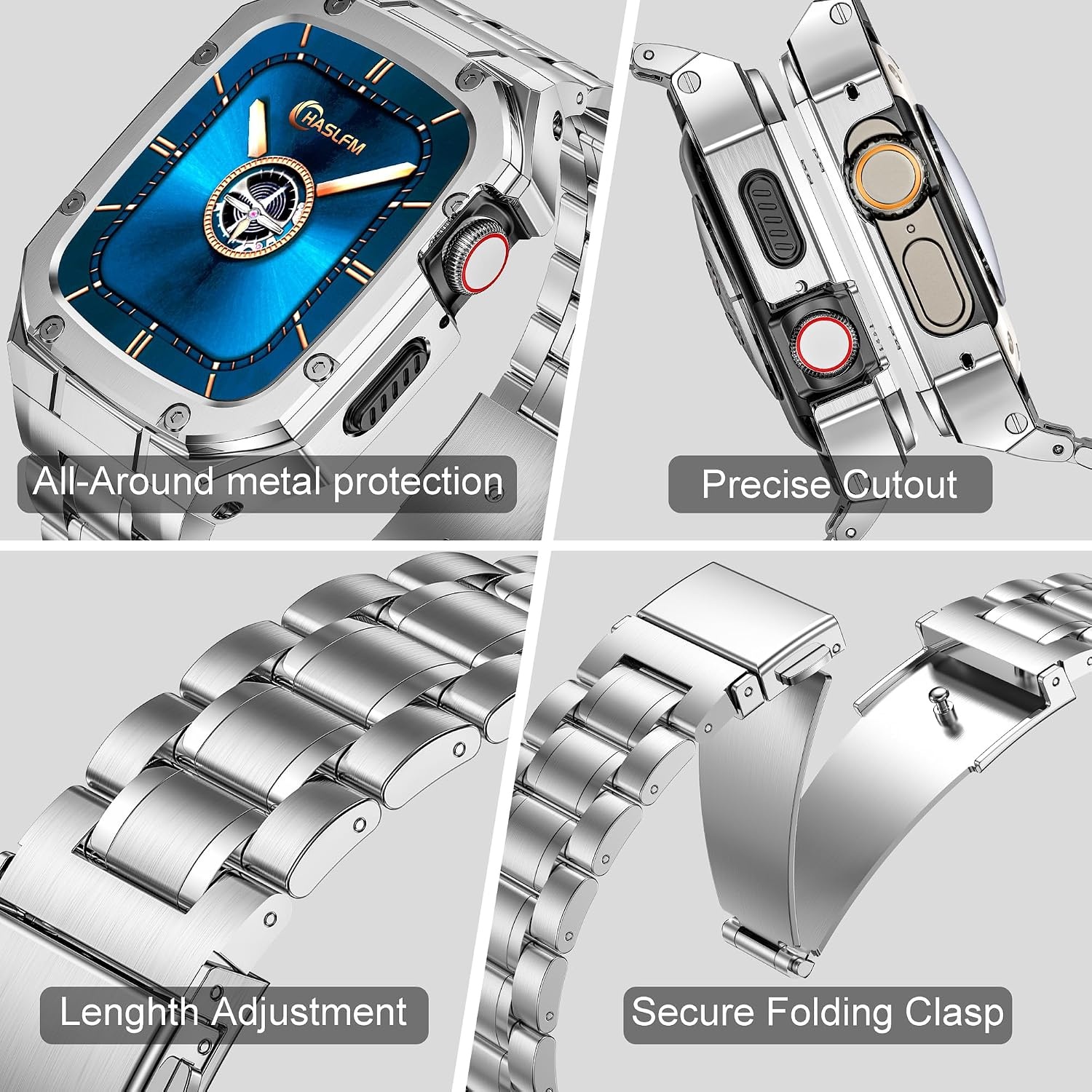 Horlogeband & Behuizing Apple Watch 42/44mm Zilver Roestvrij Staal - 55% Korting