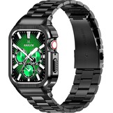 Apple Watch Band Staal met Hoes Zwart 44/42mm - 56% Korting